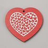 Single Face Printed Heart Wood Pendants WOOD-CJC0011-07L-1