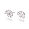 Brass Cubic Zirconia Stud Earring Findings X-EJEW-E257-05P-1