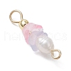Frosted Flower Natural Cultured Freshwater Pearl & Acrylic Connector Charms PALLOY-JF03590-03-4