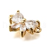 Brass Clear Cubic Zirconia Connector Charms KK-U065-04C-G-2