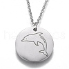 304 Stainless Steel Pendant Necklaces NJEW-Z006-01P-1
