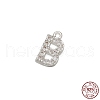 Real Platinum Plated Rhodium Plated 925 Sterling Silver Micro Pave Clear Cubic Zirconia Charms STER-P054-10P-B-1