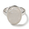 Natural Quartz Crystal Oval Adjustable Rings RJEW-K371-07S-12-3