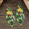 Bohemian Style Parrot Pattern Glass Bead Handmade Dangle Earrings ZM7792-3