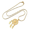 Bohemian 304 Stainless Steel Snowflake Woven Web/Net with Feather Pendant Necklaces NJEW-P327-07G-A-4