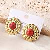 201 Stainless Steel Flat Round Stud Earrings EJEW-P304-12G-3