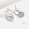 Elegant S925 Sterling Silver Clear Cubic Zirconia Flat Round Dangle Stud Earrings NS7636-3