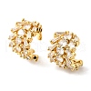 Brass Micro Pave Clear Cubic Zirconia Cuff Earrings EJEW-K309-05G-4