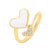 Brass Micro Pave Clear Cubic Zirconia Cuff Rings for Women RJEW-U047-24G-01-4