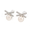 Brass Micro Pave Clear Cubic Zirconia Stud Earrings EJEW-C151-01P-2