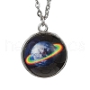 304 Stainless Steel Glass Space Pendant Necklaces NJEW-JN05192-02-2
