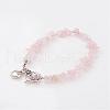 Chip Natural Rose Quartz Beaded Bracelets BJEW-JB02322-01-1