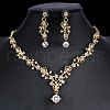 Flower Alloy Micro Pave Clear Cubic Zirconia Pendant Necklace & Stud Dangle Earrings Sets for Women FS-WGAD43C-02-1
