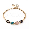 Golden Plated Brass Enamel Chain Bracelets BJEW-JB05881-2