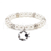 ABS Plastic Imitation Pearl  & Rhinestone Beaded Stretch Bracelet with Alloy Charm for Women BJEW-JB08526-4