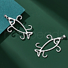 GOMAKERER 2Pcs Rhodium Plated 925 Sterling Silver 4 Claw Prongs Pendant Blank Fish Shape Cabochon Settings FIND-GO0001-72-3