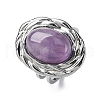 Oval Natural Amethyst Finger Rings RJEW-M063-01P-16-4