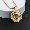 Flat Round with Constellation 201 Stainless Steel Pendant Necklaces WG10AD9-11-1