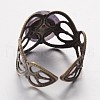 Adjustable Mixed Stone Wide Band Cuff Rings RJEW-JR00147-4