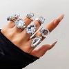 7Pcs Horse Eye/Teardrop/Square Iron with Plastic Cuff Rings Sets FS-WG6C87E-01-2