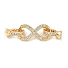 Brass Micro Pave Clear Cubic Zirconia Fold Over Clasps KK-U059-33G-1