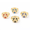 Adjustable Real 18K Gold Plated Brass Enamel Finger Rings RJEW-L071-32G-1