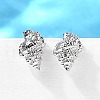 Conch Shape Brass Micro Pave Cubic Zirconia Ear Studs EJEW-D304-32P-4