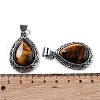 Natural Tiger Eye Teardrop Pendants G-A093-03AS-03-3