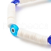 Polymer Clay Heishi Surfer Stretch Bracelet with Lampwork Evil Eye Beaded for Women BJEW-JB08386-01-5