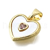 Brass Micro Pave Cubic Zirconia Heart Charms KK-V010-21G-2