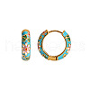 Chinese Retro Stainless Steel Enamel Ring with Flower Pattern Hoop Earrings BB7359-2-1