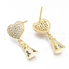 Brass Micro Pave Cubic Zirconia Dangle Stud Earrings EJEW-G279-04G-2