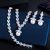 Leaf Brass Micro Pave Clear Cubic Zirconia Pendant Necklaces & Stud Dangle Earrings Sets FS-WG7D71A-01-4