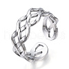 Non-Tarnish 304 Stainless Steel Wave Open Cuff Ring RJEW-N040-36-1
