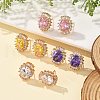 Oval Brass Micro Pave Cubic Zirconia Stud Earrings for Women EJEW-G428-27G-1