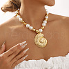 Shell Shape Alloy Pendant Plastic Imitation Pearl & CCB Plastic Round Beaded Necklaces for Women FS-WG1A62A-01-2