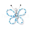 3Pcs Glass Seed Beads Butterfly Pendant Decorations HJEW-JM03352-3