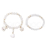 2Pcs 2 Styles Glass Round Beads Stretch Bracelets BJEW-JB11867-2