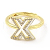 Mixed Color Enamel Initial Letter Adjustable Ring with Clear Cubic Zirconia RJEW-P045-01G-X-2