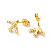 Clear Cubic Zirconia Airplane Stud Earrings EJEW-F301-02-3