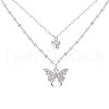 Butterfly Alloy Crystal Rhinestone Pendant Double Layer Necklaces for Women WGB64F3-01-2