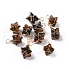 Natural Tiger Eye Copper Wire Wrapped Pendants G-B041-02G-15-1