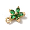 Brass Cubic Zirconia Flower Charms KK-O141-01G-06-3