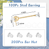 DICOSMETIC 100Pcs Brass Cubic Zirconia Stud Earring Findings KK-DC0001-12-2