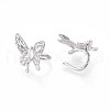 Brass Micro Pave Clear Cubic Zirconia Cuff Earrings KK-T074-38P-3
