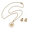 Flower 201 Stainless Steel Pendant Necklaces & Stud Earrings Sets for Women SJEW-Q025-04G-4