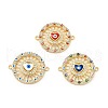 Rack Plating Brass Micro Pave Clear Cubic Zirconia Connector Charms KK-D087-09G-1
