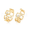 Brass Clear Cubic Zirconia Hoop Earrings EJEW-Q016-02G-2
