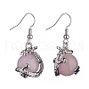 Natural Rose Quartz Dragon Dangle Earrings EJEW-A092-12P-11-2