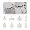 Cheriswelry 32Pcs 8 Style 201 Stainless Steel Stamping Blank Tag Pendants STAS-CW0001-10-11